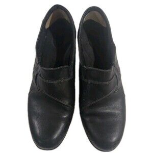Clarks Shoes Womens Size 12 Black Slip On Comfort Leather Loafers